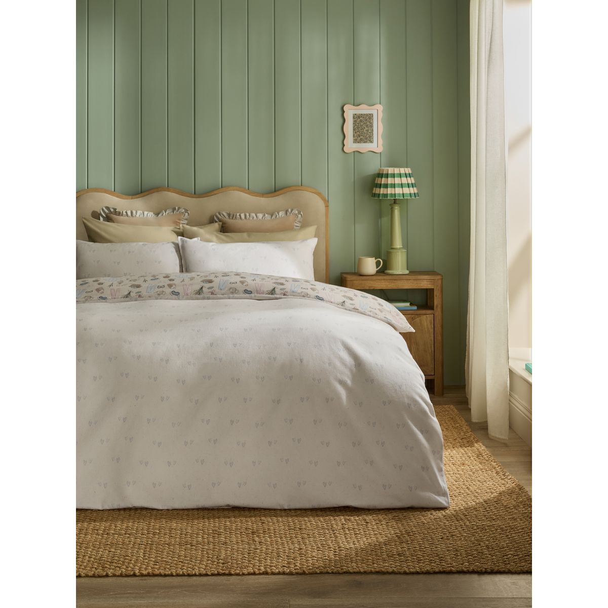 Parure housse et taie en coton brossé à motif naturel, NEXT
