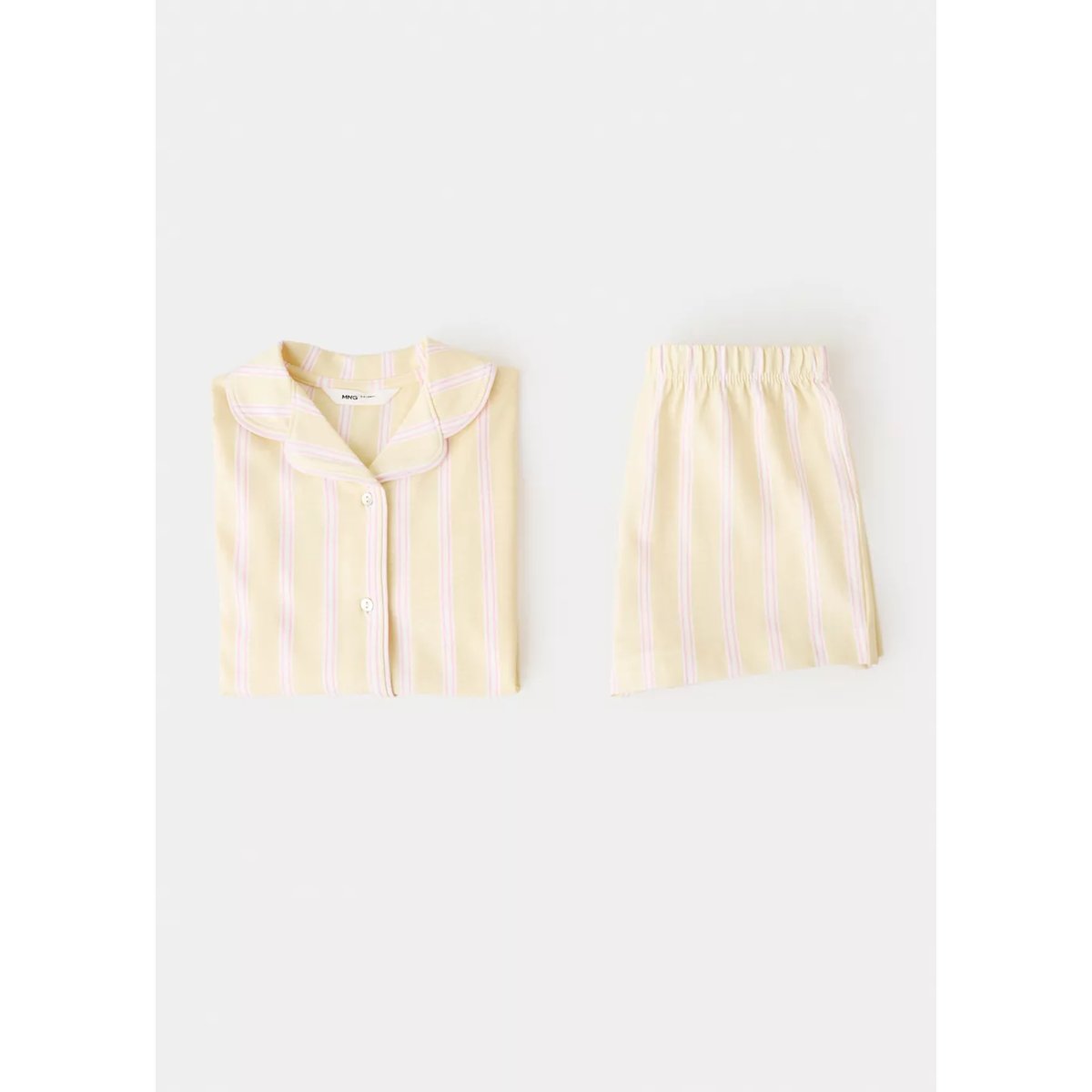Pyjama court rayures jaune pastel, MANGO BABY