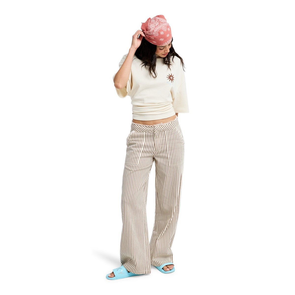 Pantalon à rayures ROUGH AROUND EDGES. noir butternut linso stripe, ROXY