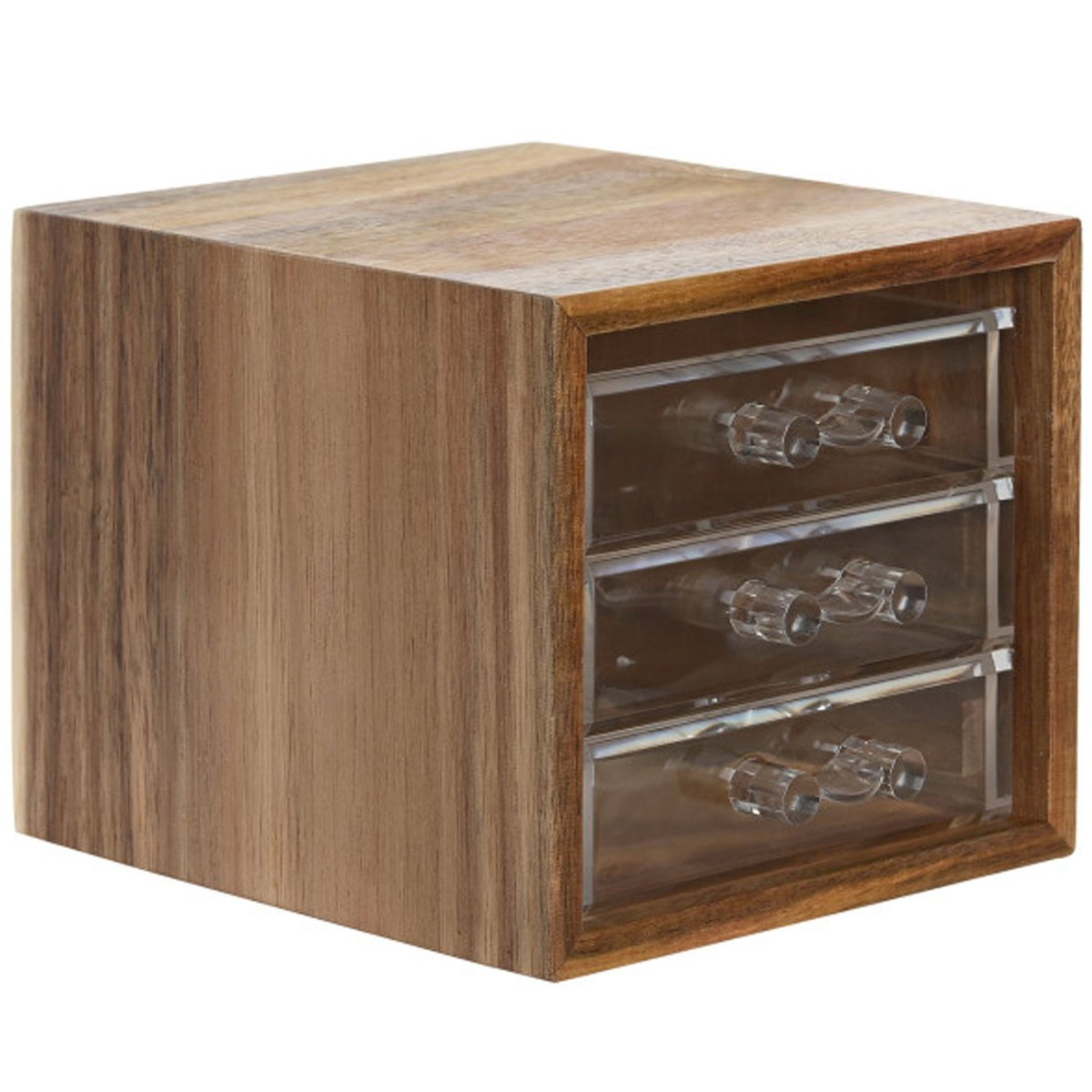 Organisateur rangement salle de bain en acacia 3 tiroirs 14x13x11.5cm bois, WADIGA