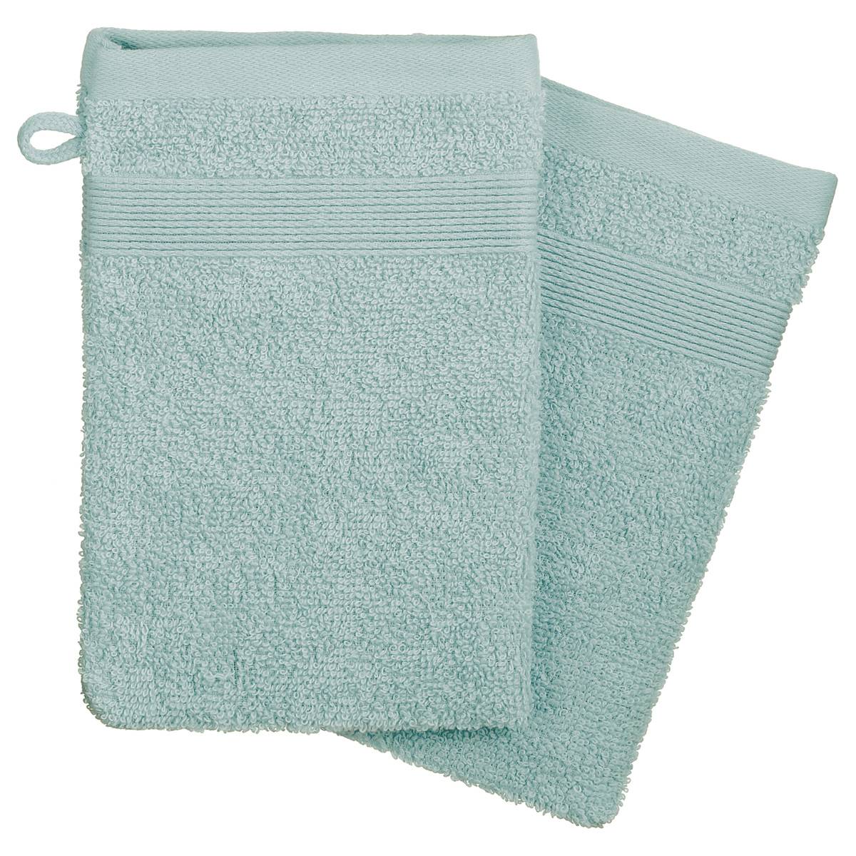 Lot de 2 gants de toilette PRAIA vert clair, ATMOSPHERA