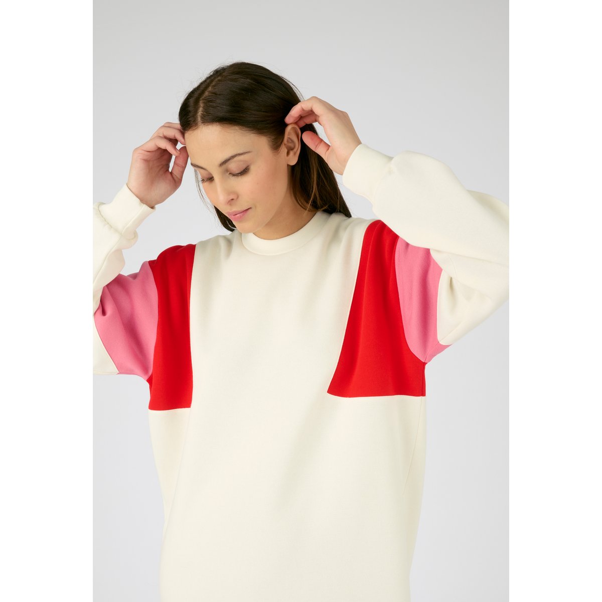 Robe sweat-shirt colorblock Thermolactyl marron ecru, DAMART