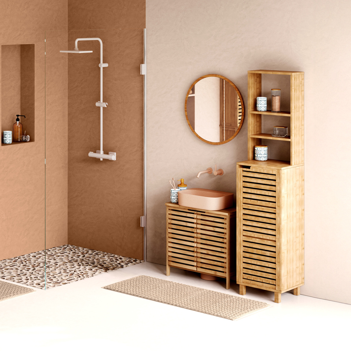 Meuble étagère 1 porte SICELA marron, 5FIVE SIMPLY SMART