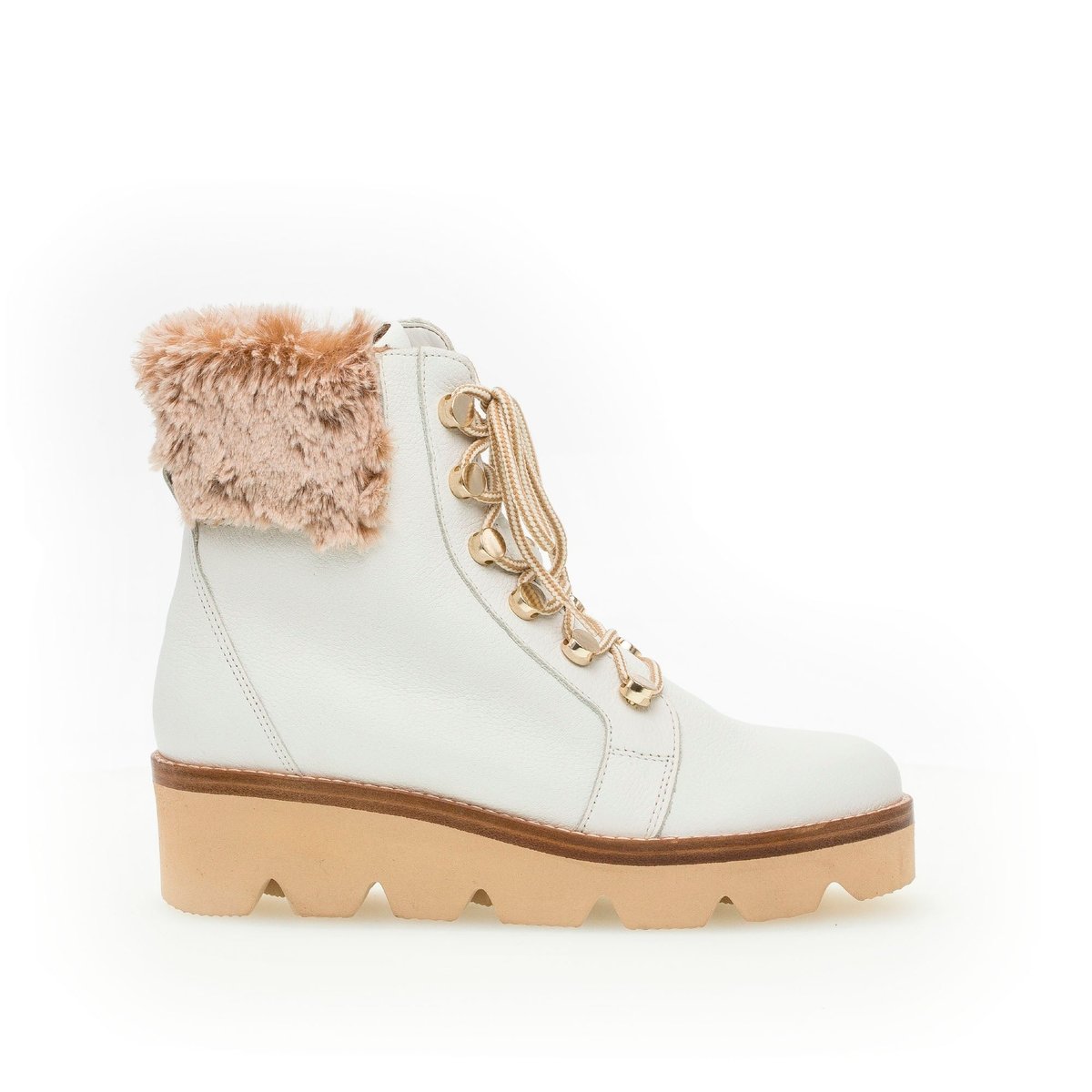 Bottines en cuir à talon compensé blanc, GABOR