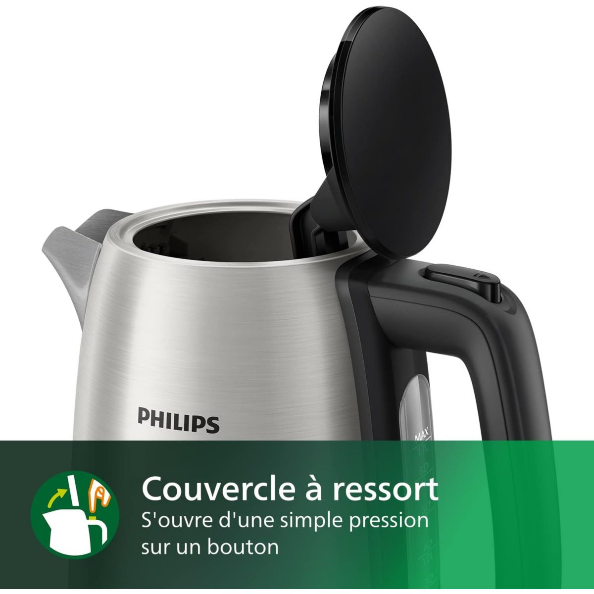 Bouilloire HD9350/90 Bouilloire électrique Métal 1.7L, 2200W argent, PHILIPS