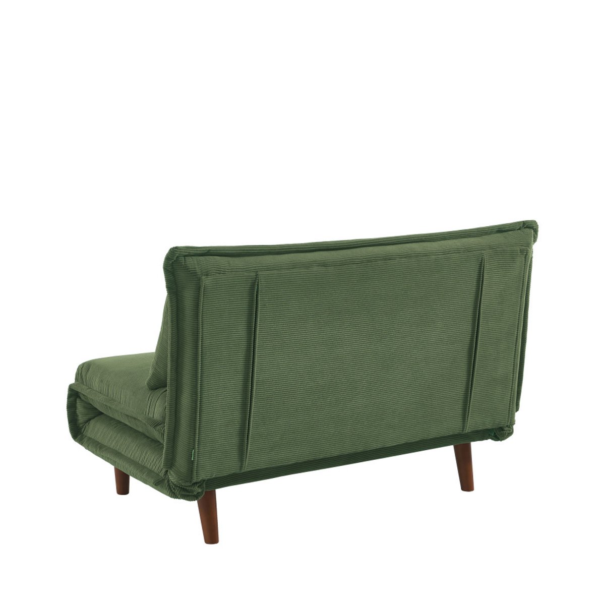 Canapé convertible 2 places en velours côtelé pieds bois foncé- NELLA vert, DRAWER