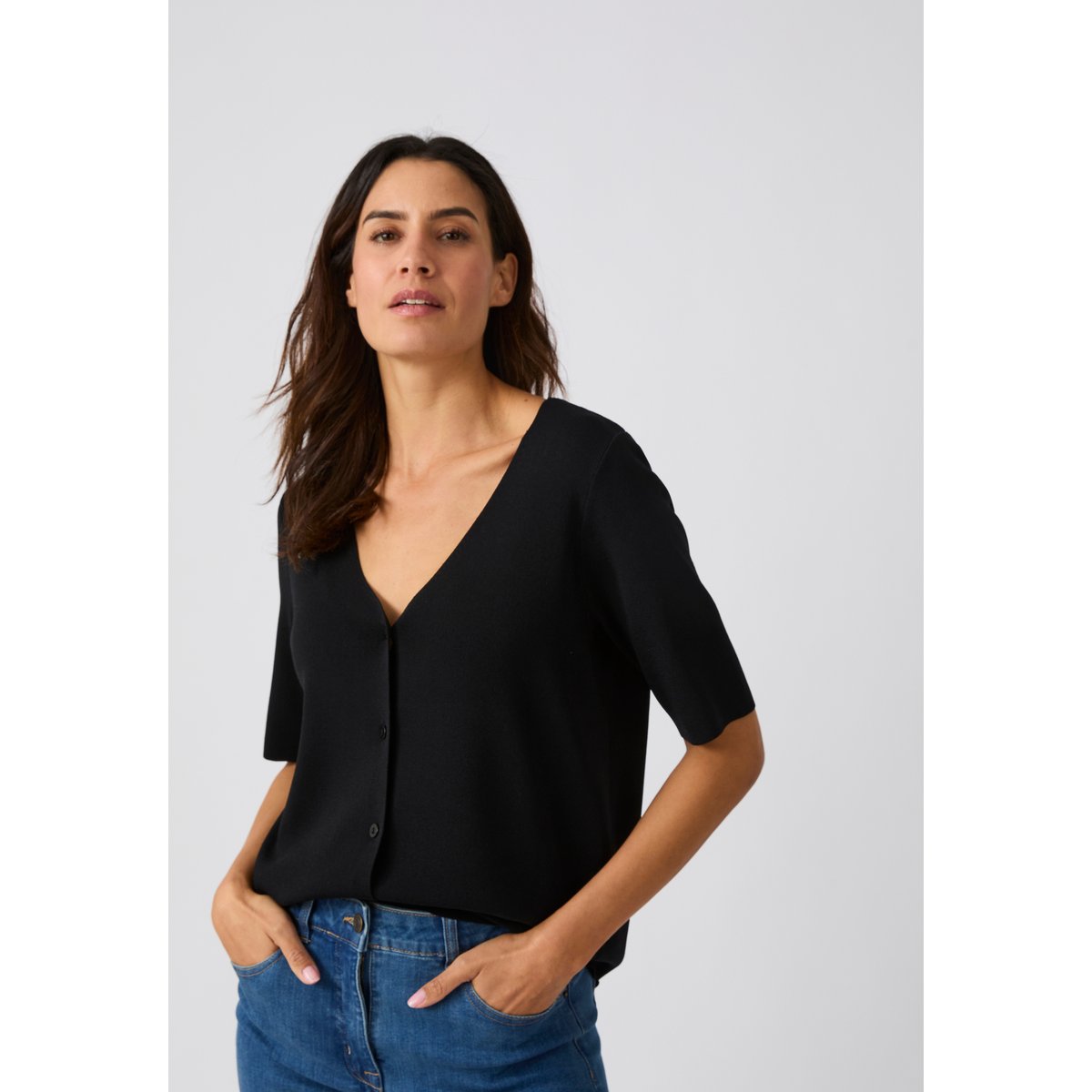Gilet maille élégant noir, DAMART