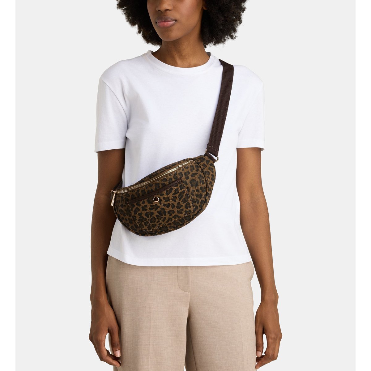 Sac banane almaz canvas léopard coton léopard, GALERIES LAFAYETTE