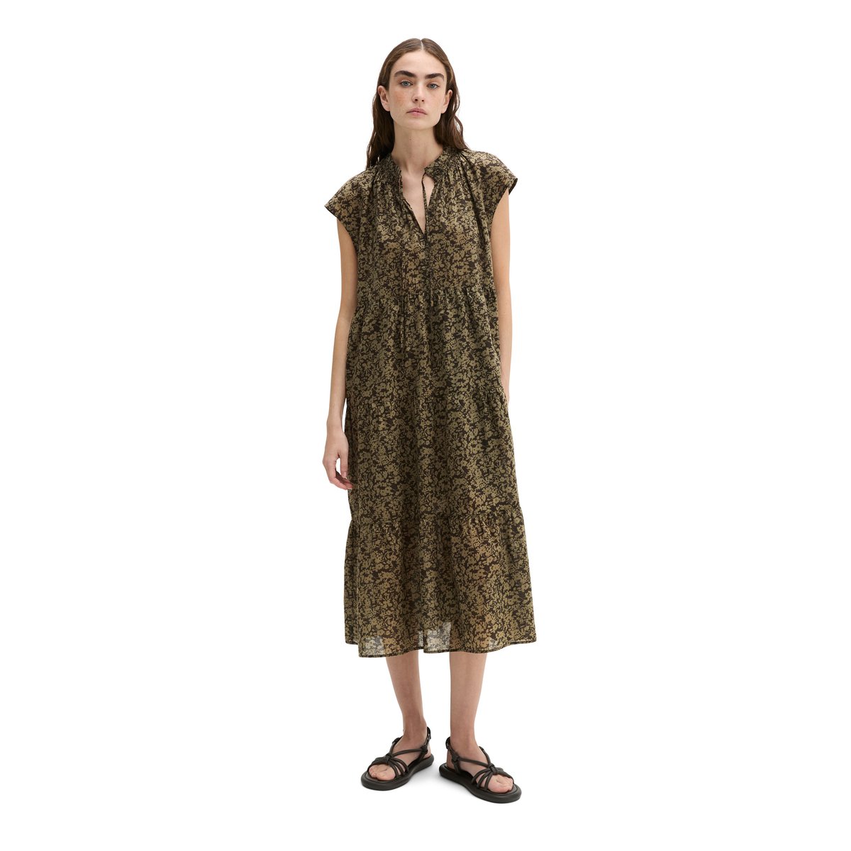 Robe évasée en A en voile de coton doux marron, MARC O'POLO