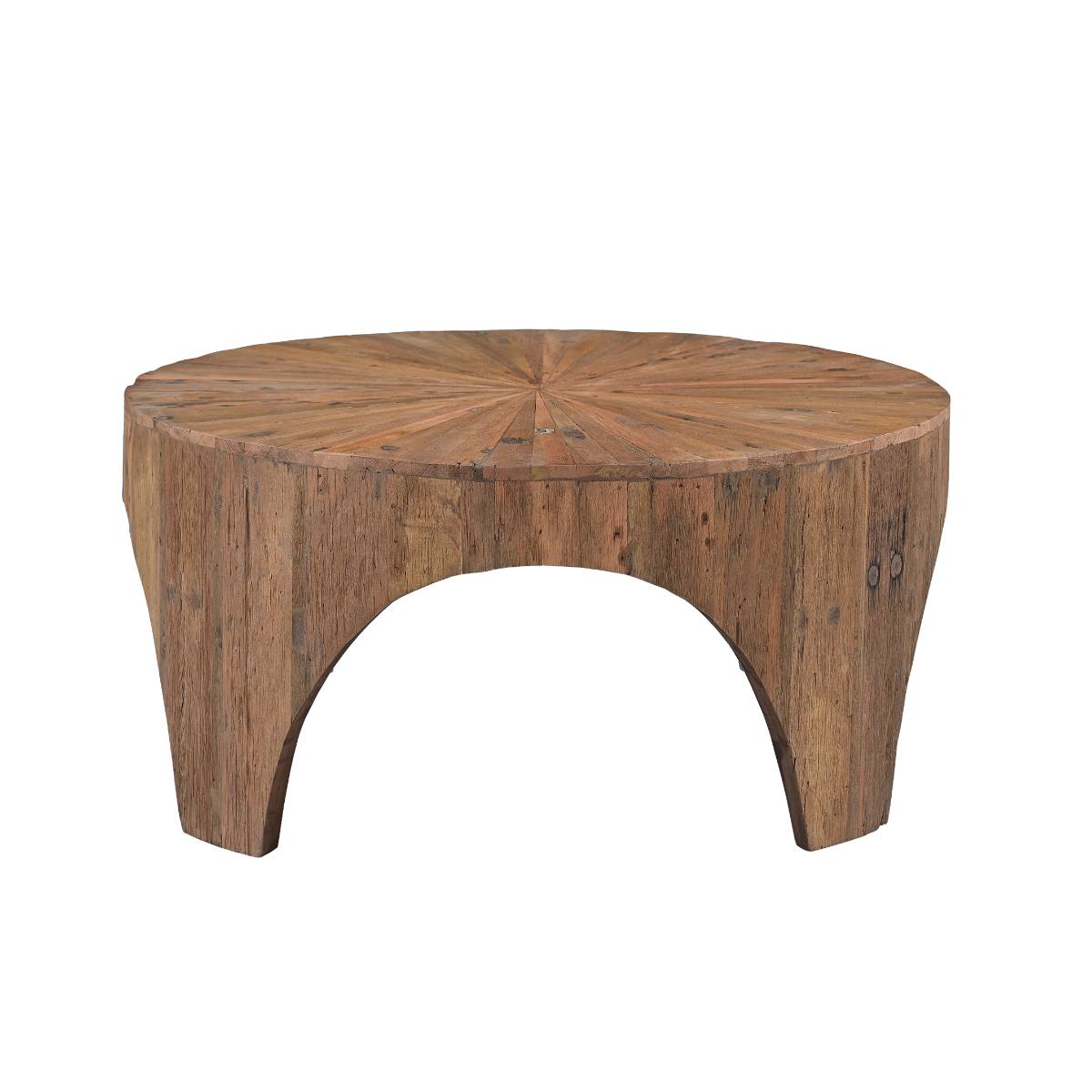 Table basse arrondie en bois recyclé CAPUCINE bois clair, MADE IN MEUBLES