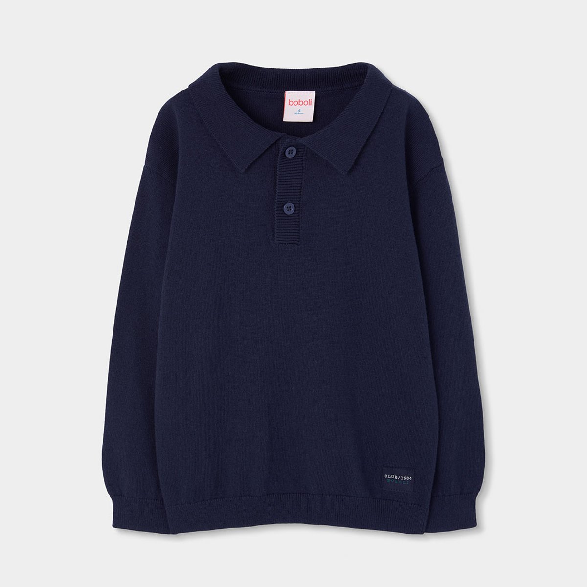 Pull garçon avec col polo bleu, BOBOLI