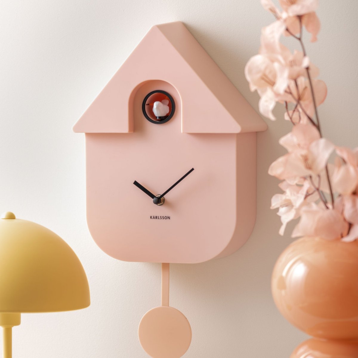 Horloge à pendule- MODERN CUCKOO rose pastel, KARLSSON
