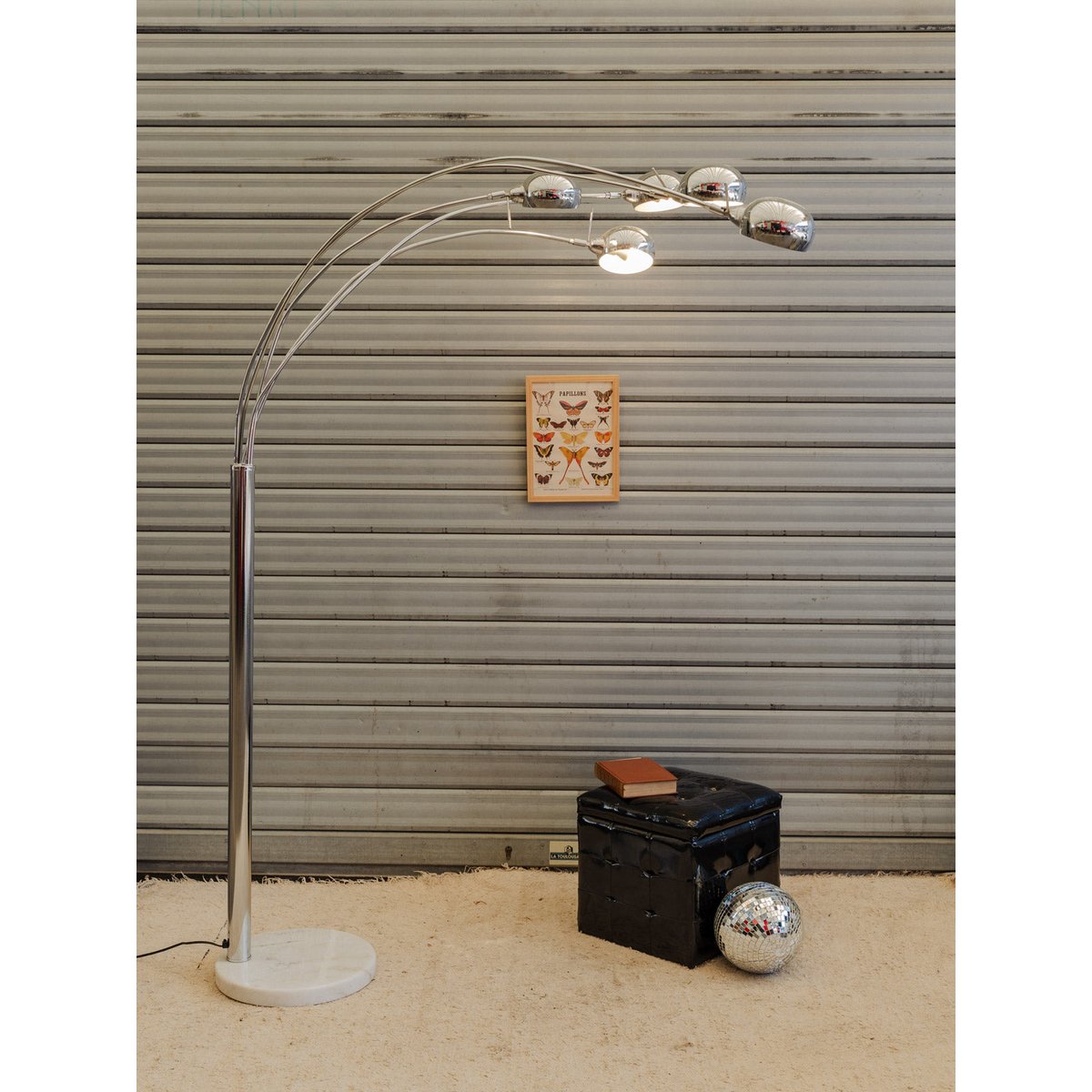 Lampadaire chromé et en marbre Julien N°416 - Bon état argenté, DEBONGOUT