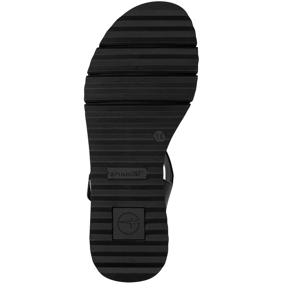 Leather Wedge Sandals black, TAMARIS