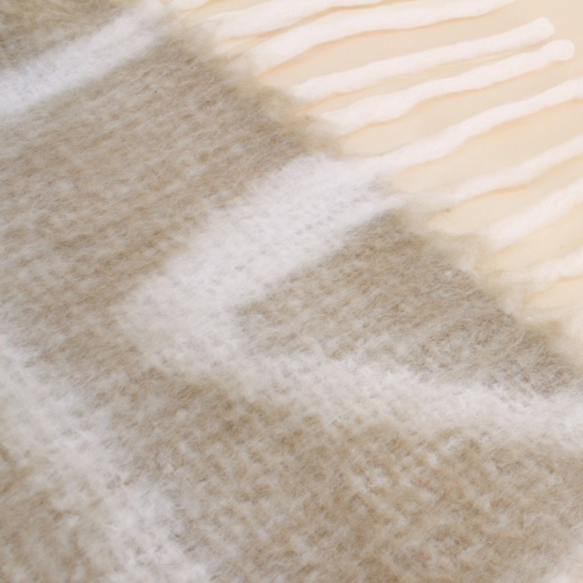 Plaid doux à motifs 130x170cm beige, ORNAMI