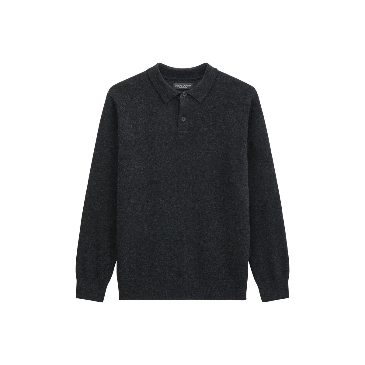 Polo en maille, coupe classique en mélange doux de coton biologique et de laine vierge gris, MARC O'POLO