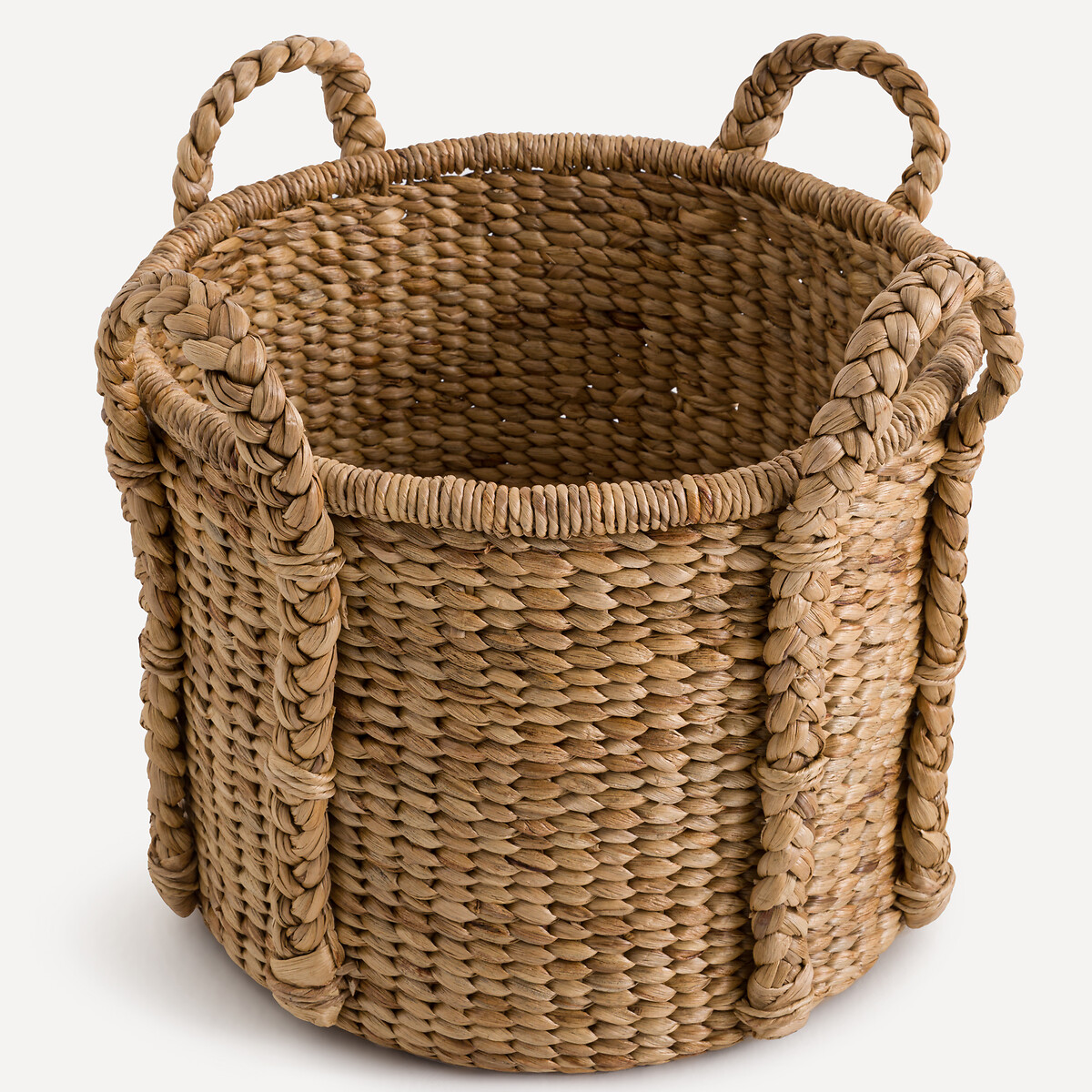 Panier rond en jacinthe d'eau 4 poignées, Tima naturel, AM.PM