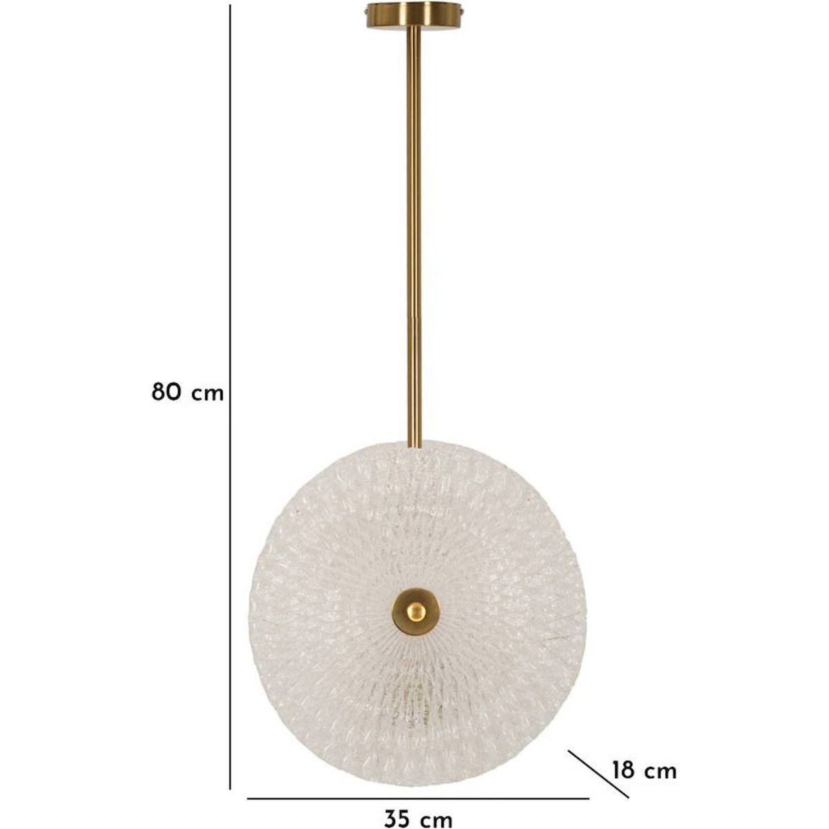 Suspension en verre socle en fer GLAM doré et blanc, RECOLLECTION