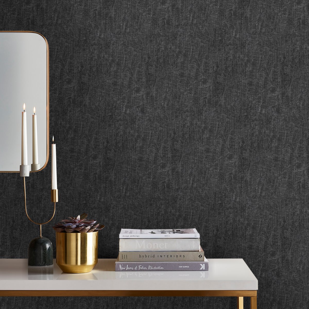 Papier peint Tissage de luxe noir, SUBLIME