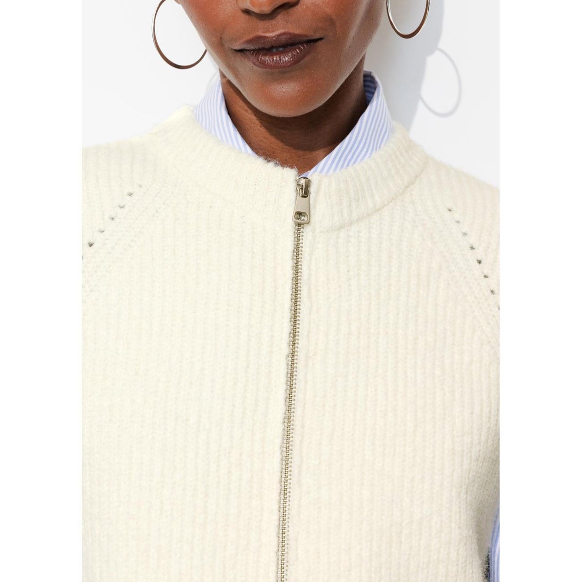 Gilet zippé sans manches ecru, PROMOD