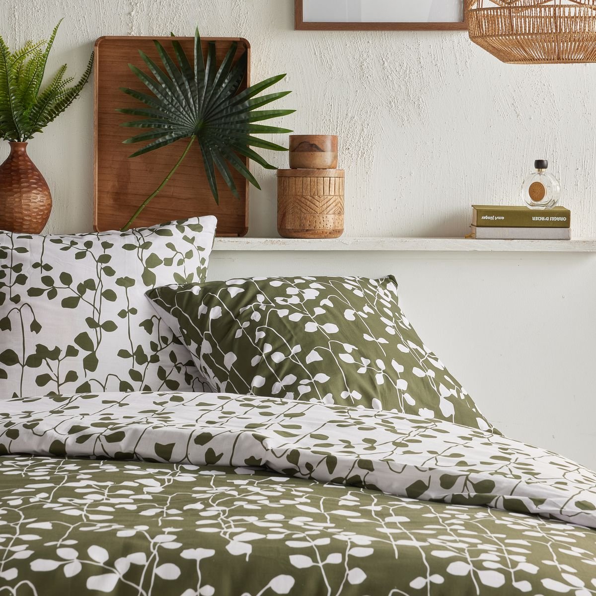 Parure de lit imprimé Floral CRAZY ELEA vert, TODAY