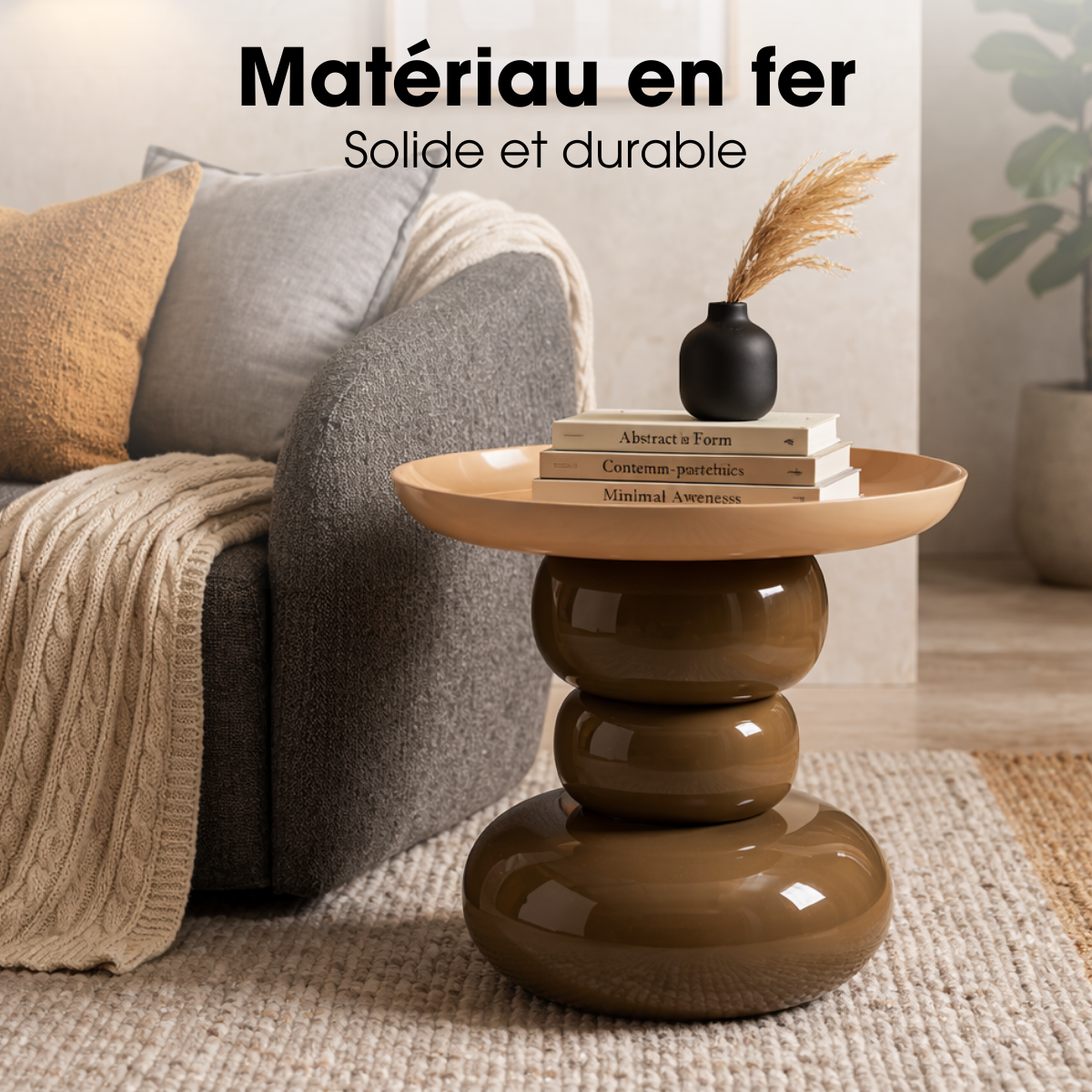 Table d'appoint ZITA brun, MICA DECORATIONS