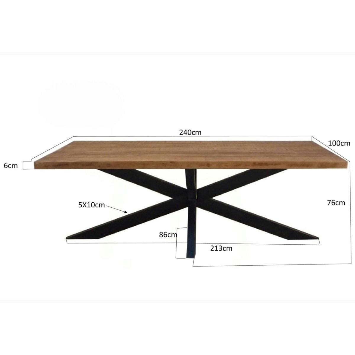 Table à manger rectangulaire bois de manguier 240 cm FULTON bois naturel, PIER IMPORT