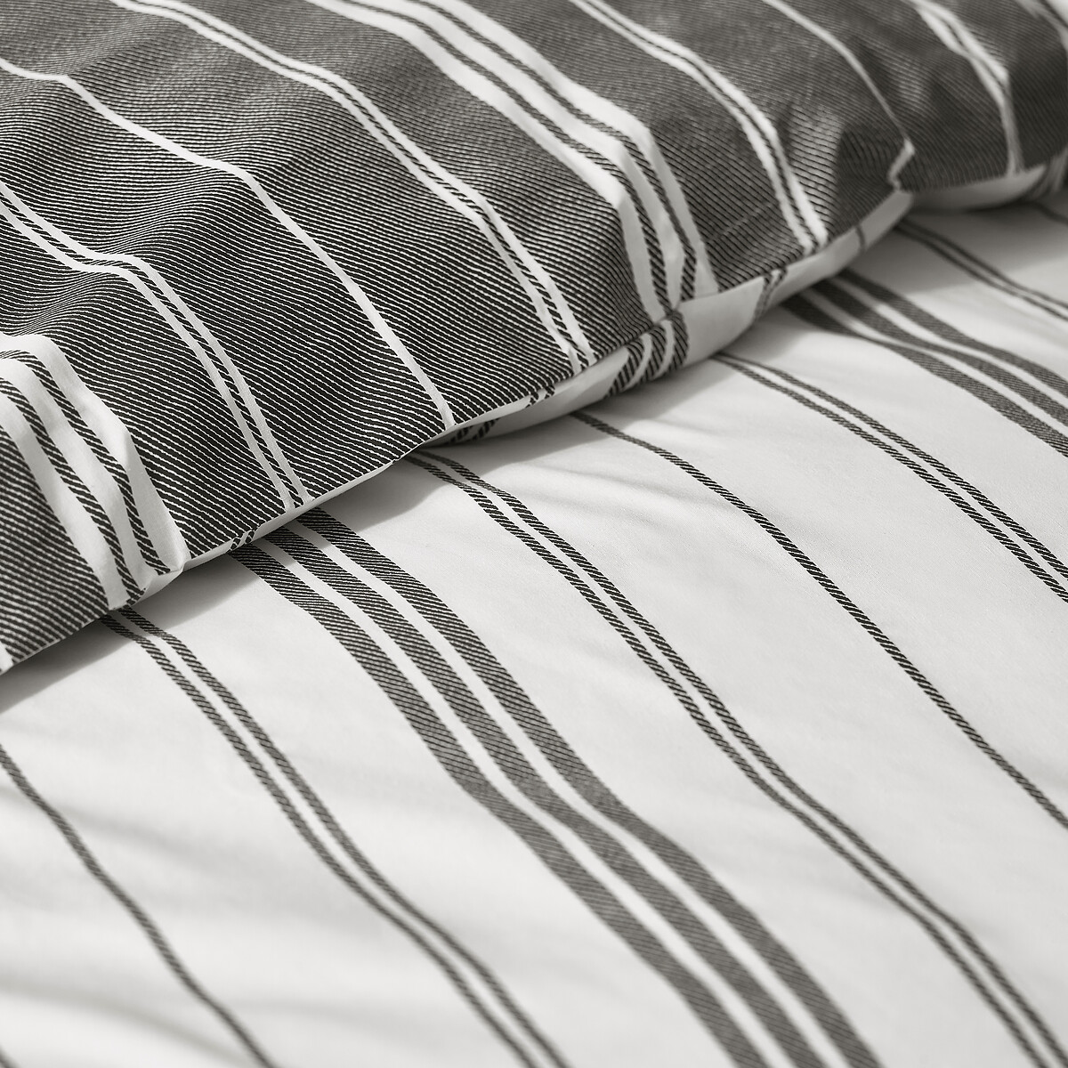 Harbour Stripe Reversible Duvet Cover And Pillowcase Set black, CATHERINE LANSFIELD