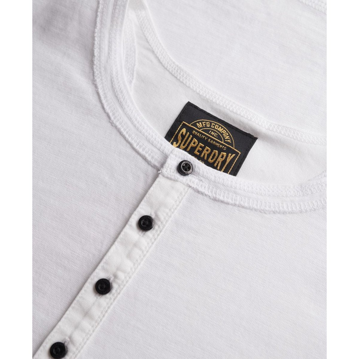 T-shirt Henley Jersey à Manches Courtes optic, SUPERDRY