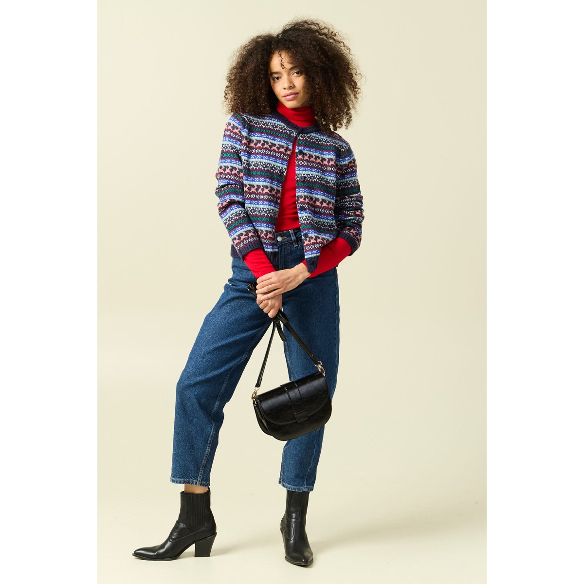Gilet manches longues spécial noël bleu marine, BONOBO