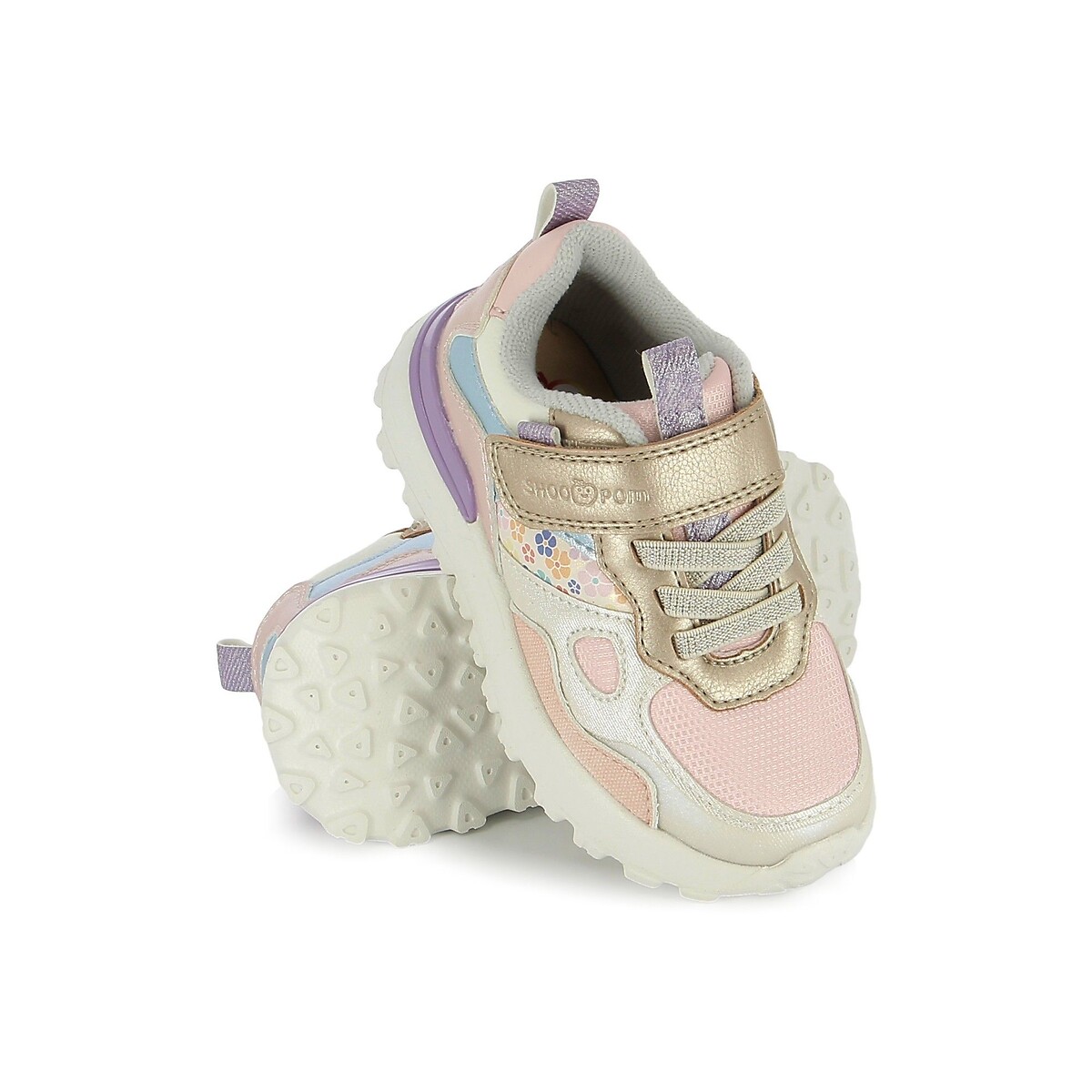 Kids Joggy Touch 'n' Close Trainers with Elasticated Laces pink/beige, SHOO POM