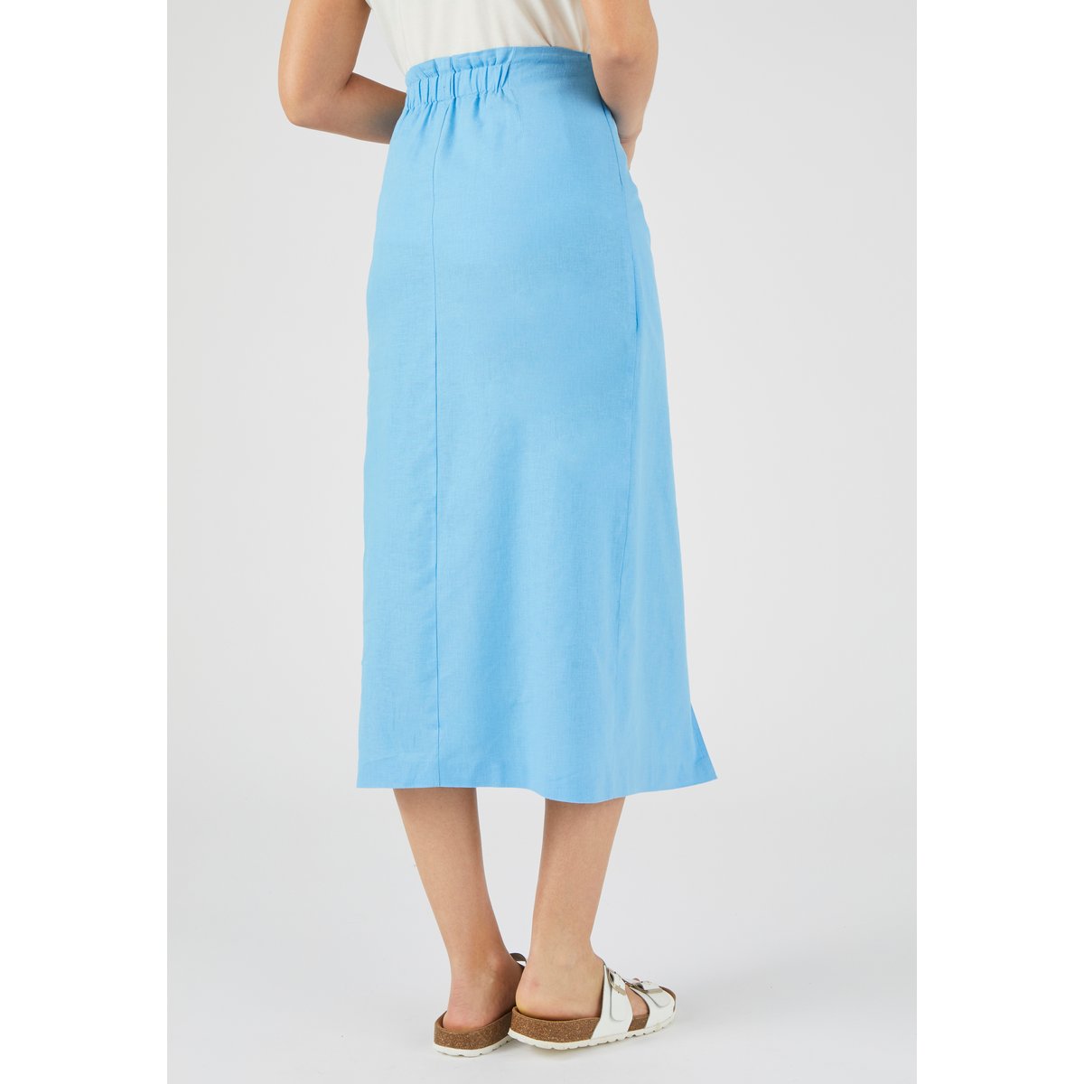 Jupe portefeuille mélange lin Climatyl bleu céruléen, DAMART