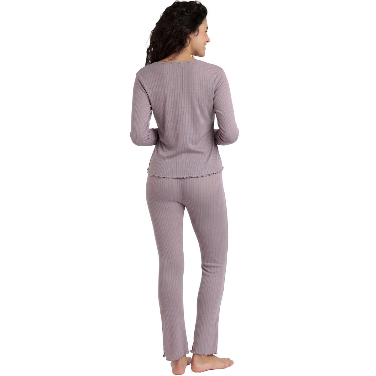 Pyjama pantalon top manches longues Soft Canale violet, ADMAS
