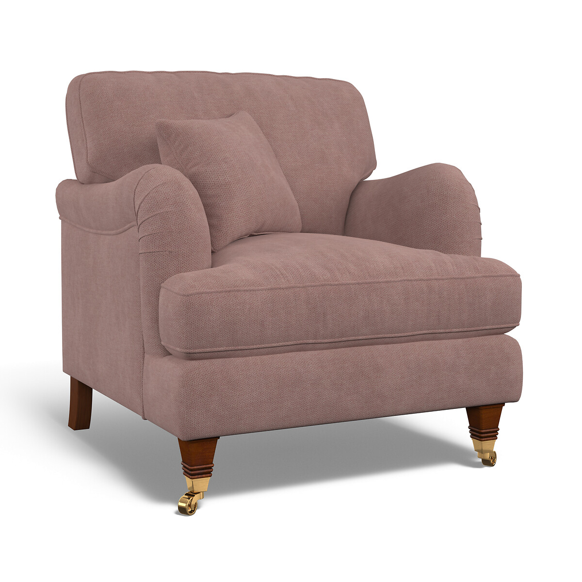 Emeline Soft Brushed Armchair with Castor Legs old rose, ÉDITÉ