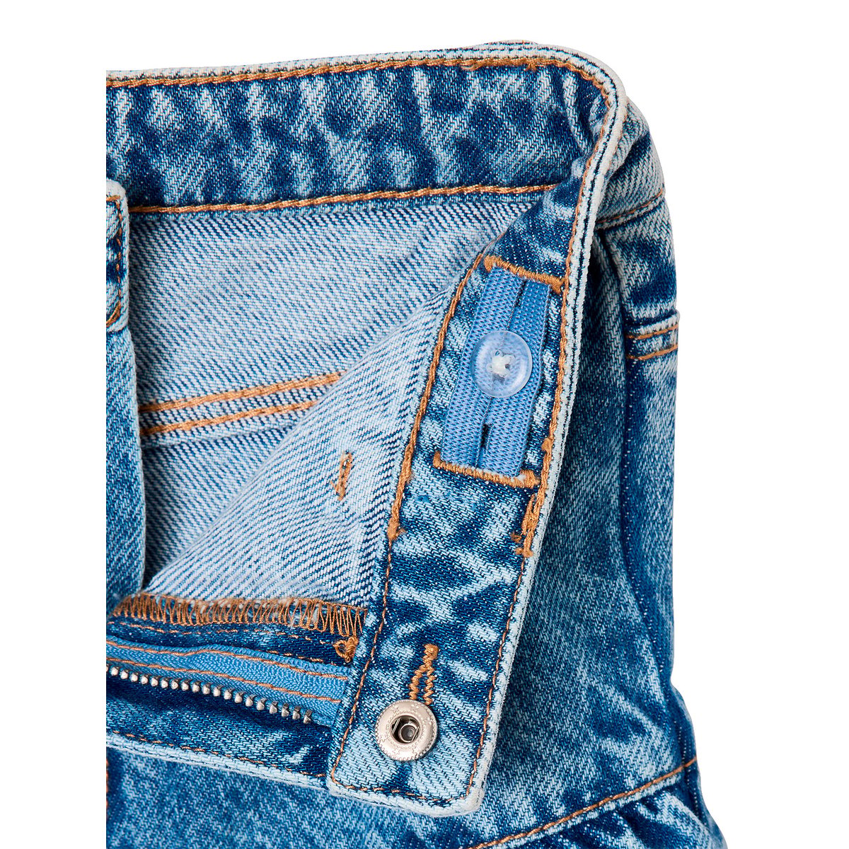 Jupe denim volantée bleu jean, VERTBAUDET