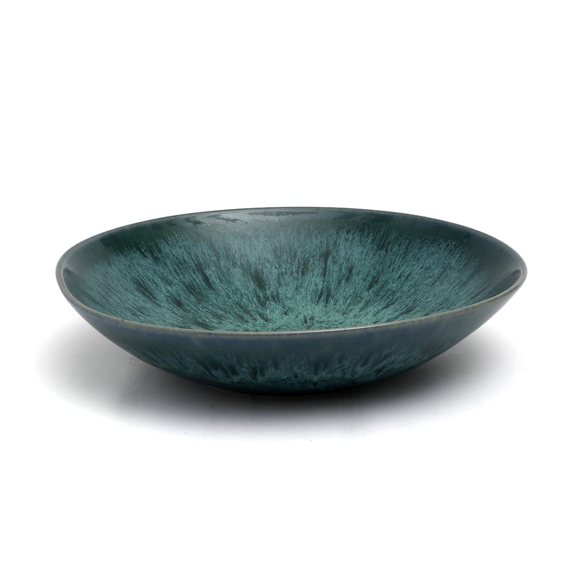 Assiette à pâtes en grès AQUA bleu, BAZAR BIZAR