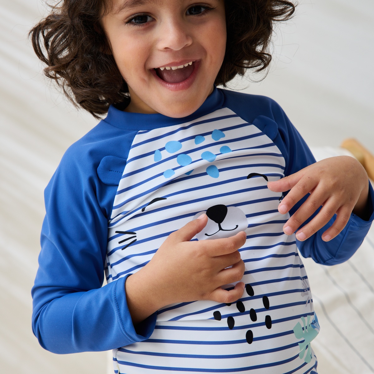 T-shirt de bain bébé protection UV Brasilia bleu, PETIT BEGUIN