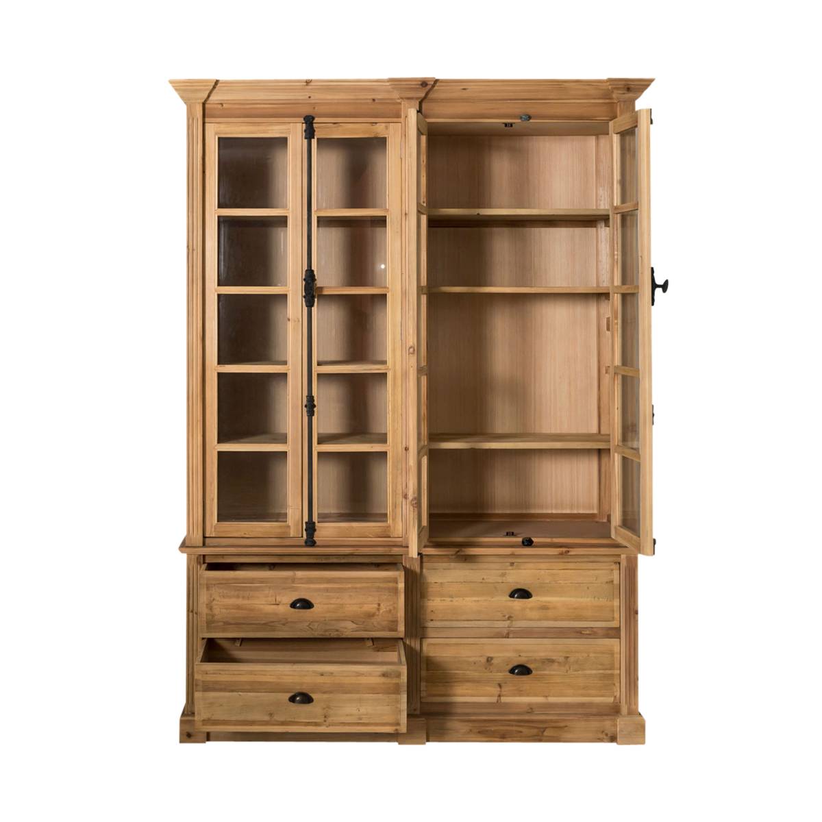 Vaisselier en bois recyclé et verre ALBA bois clair, MADE IN MEUBLES