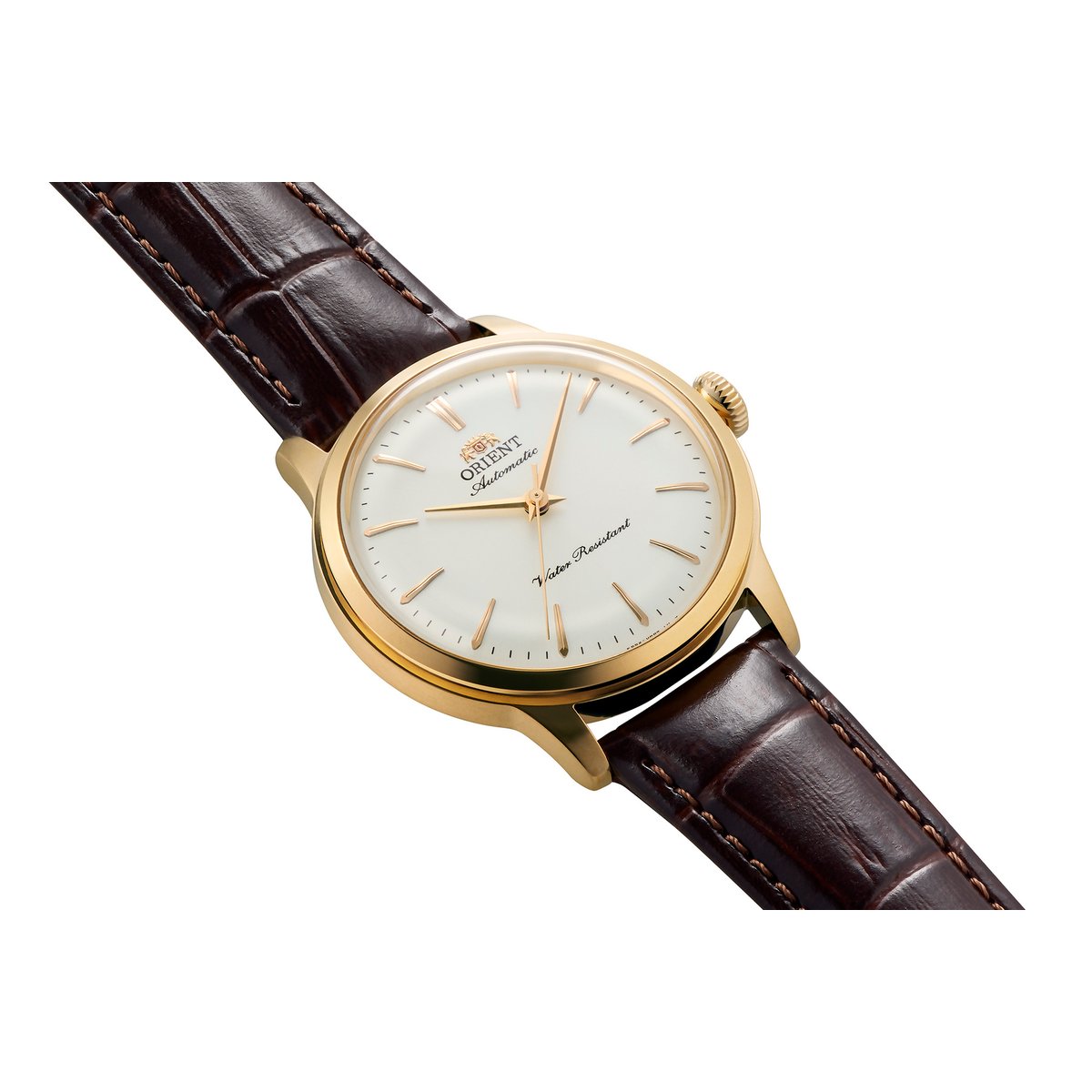 Montre Analogique BAMBINO doré blanc marron foncé, ORIENT