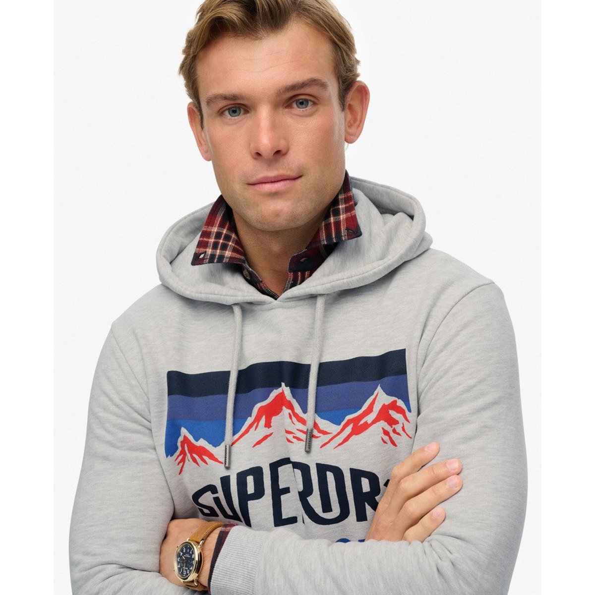 Sweat à capuche décontracté Mountain gris glacier chiné, SUPERDRY