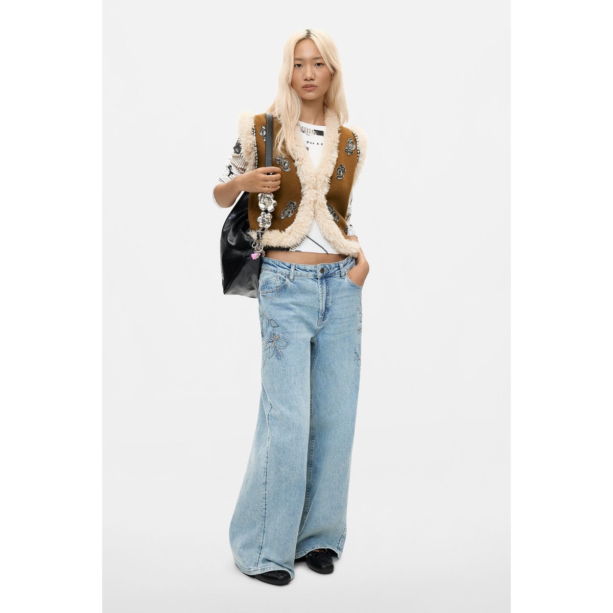 Gilet brodé vert, DESIGUAL