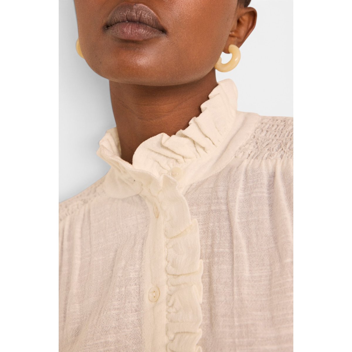 Blouse crème à manches longues en coton MANGUE creme, Maison 123