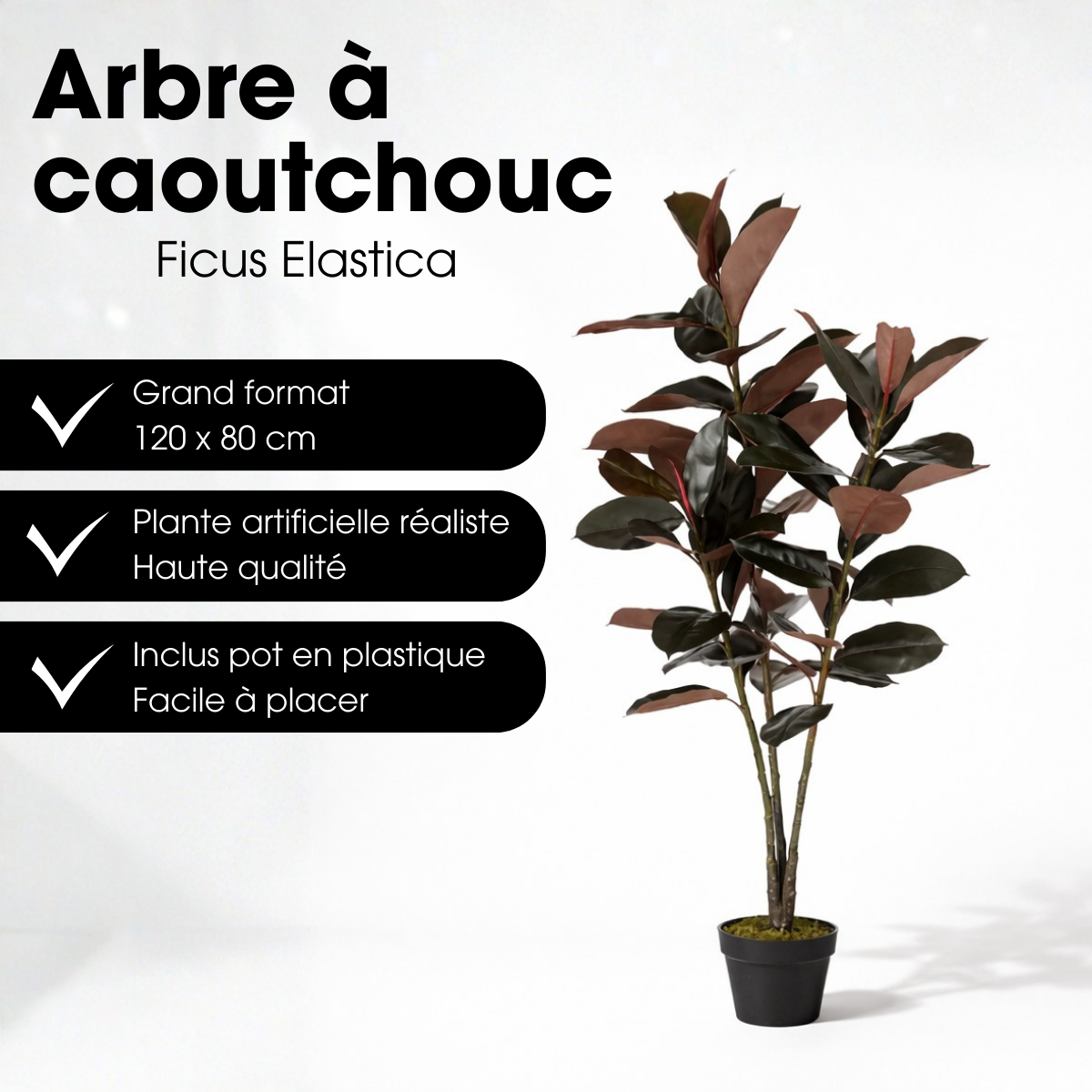 Plante artificielle RUBBERPLANT rouge, MICA DECORATIONS