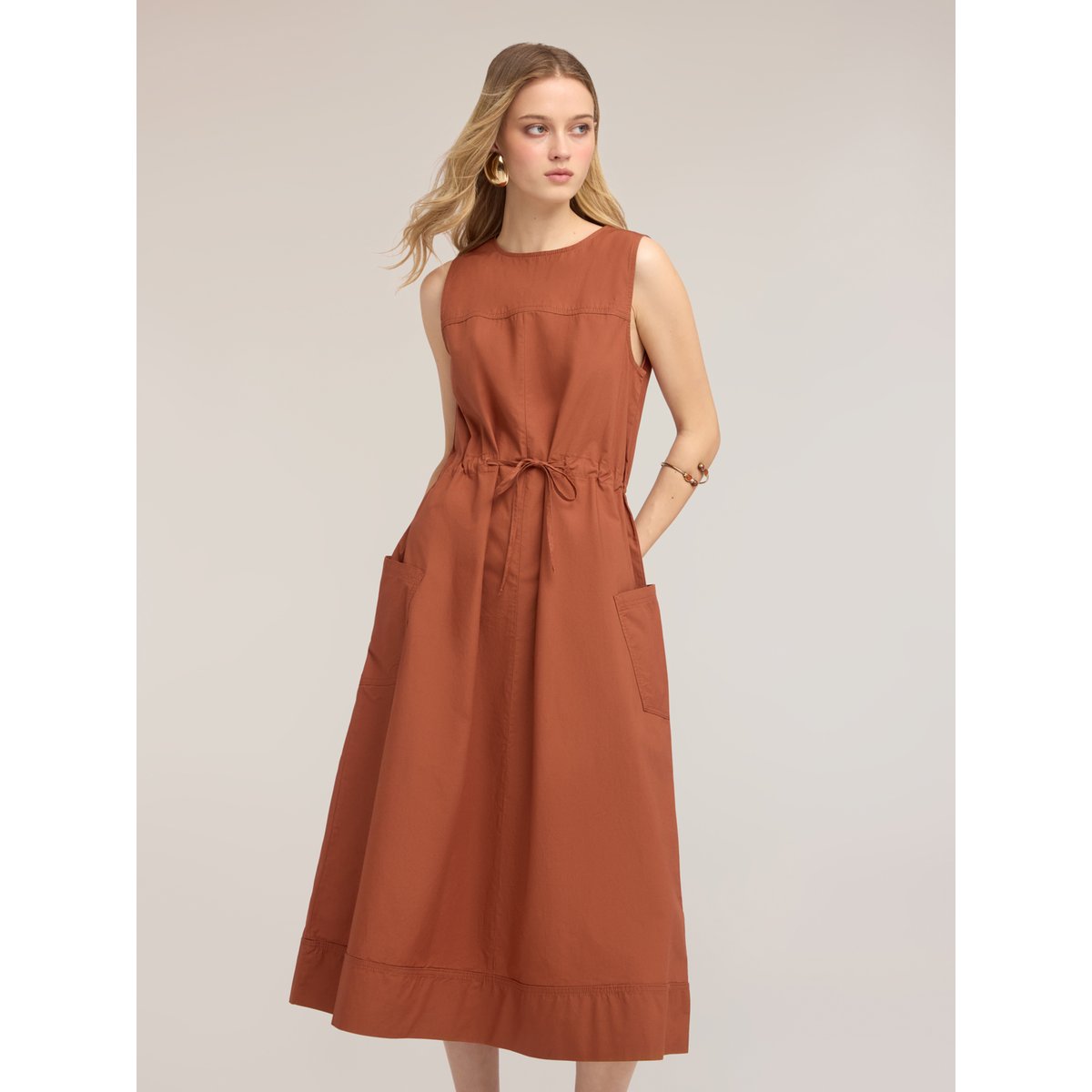 Robe à cordon de serrage marron, MOTIVI