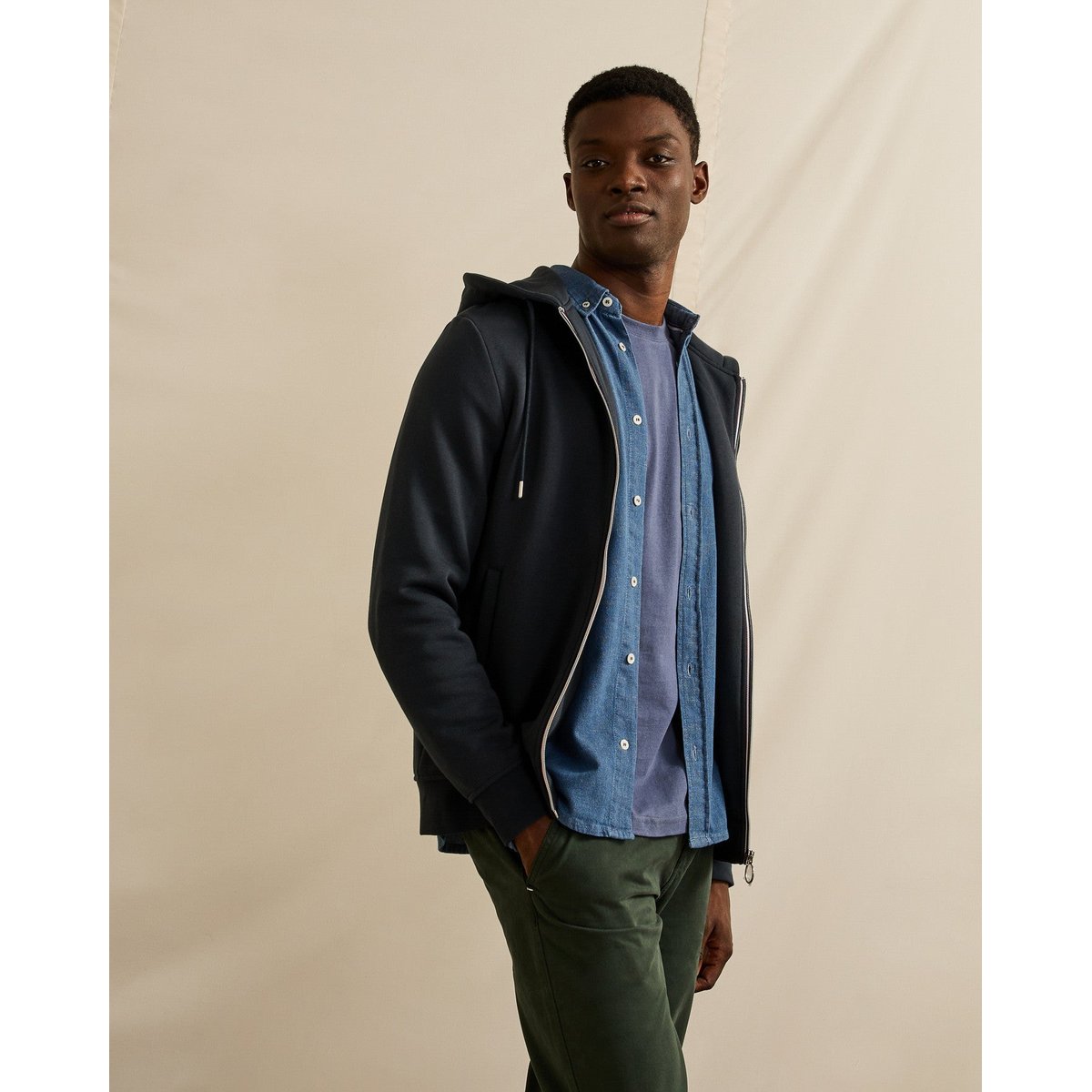 Sweat coton MESNIL bleu marine, FAGUO