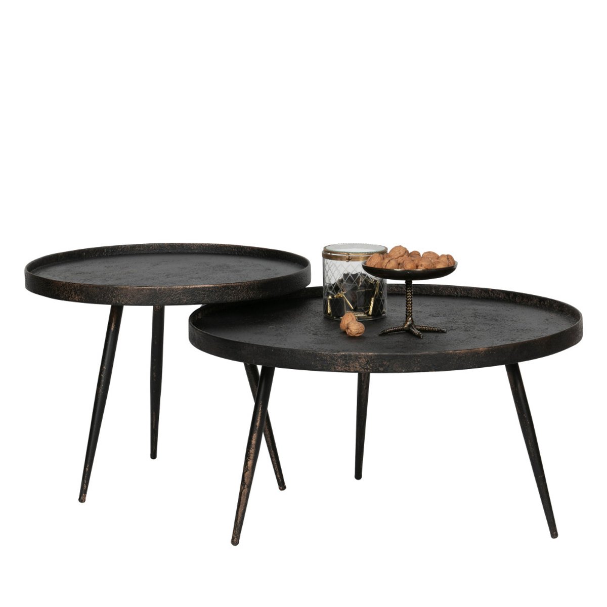 Table basse ronde 76cm- BOUNDS laiton, WOOOD