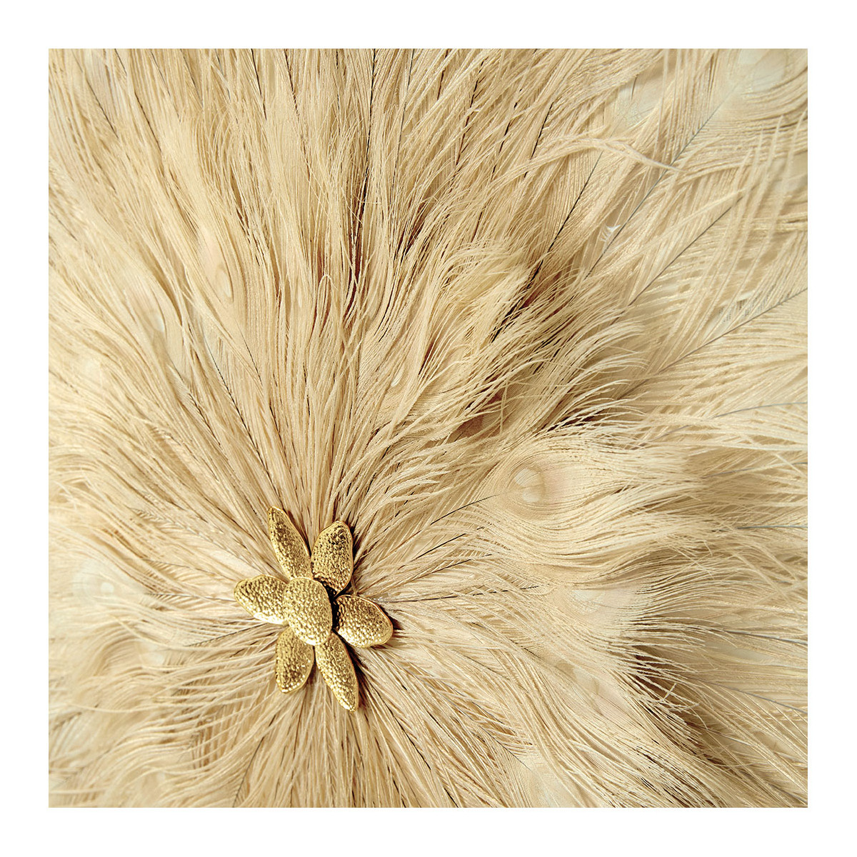 Décoration murale FLEUR en plumes - Écru beige, BLANC D’IVOIRE