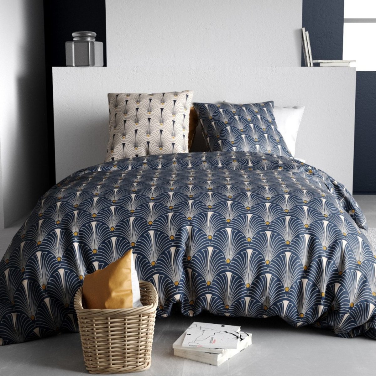 Housse de couette 240x220 PAON + 2 taies coton 57 fils gris, DECORATIE