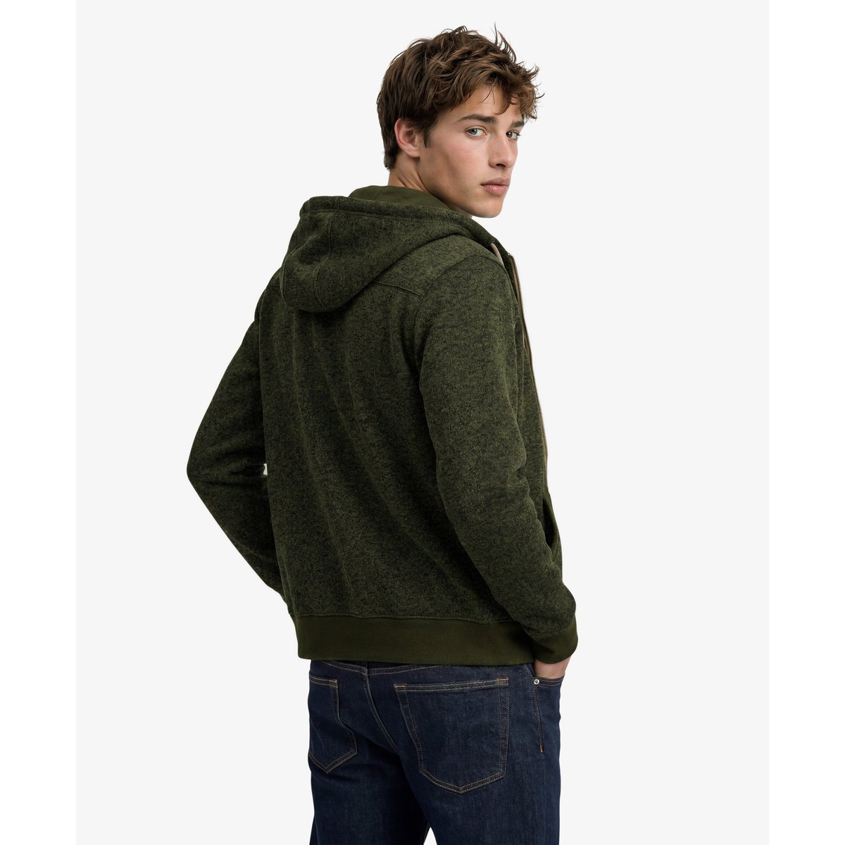 Sweat zippé à capuche Storm Fleece coupe décontractée kaki trekker grit, SUPERDRY