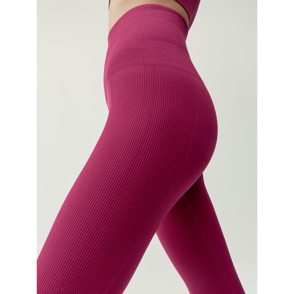 Legging de sport femme Viveka taille haute effet gainant rouge prune, BORN